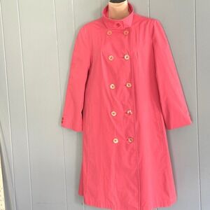 Misty Harbor Vintage 60s Coral Pink Trench Coat Mod Raincoat Union Made Size 12‎